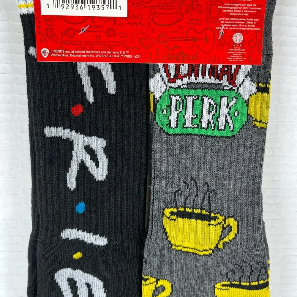 FRIENDS Socks 2 Pair TV Show Central Perk Logo Licensed